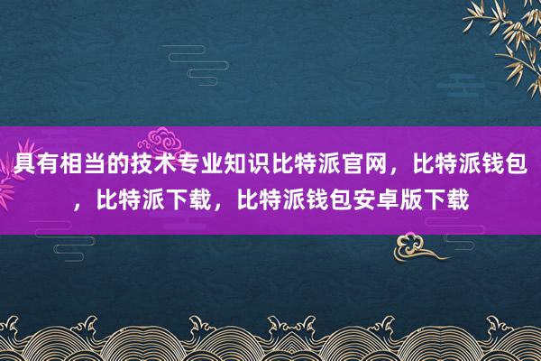 具有相当的技术专业知识比特派官网，比特派钱包，比特派下载，比特派钱包安卓版下载