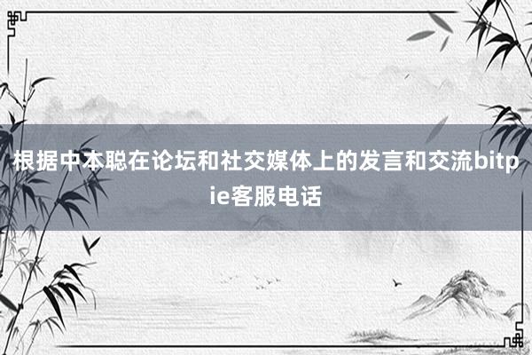 根据中本聪在论坛和社交媒体上的发言和交流bitpie客服电话