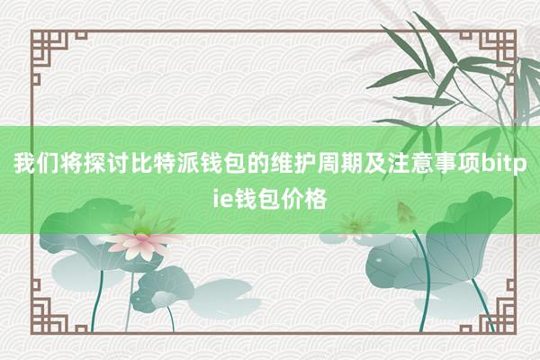 我们将探讨比特派钱包的维护周期及注意事项bitpie钱包价格