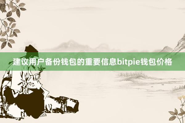 建议用户备份钱包的重要信息bitpie钱包价格