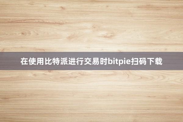 在使用比特派进行交易时bitpie扫码下载