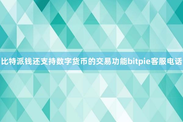 比特派钱还支持数字货币的交易功能bitpie客服电话