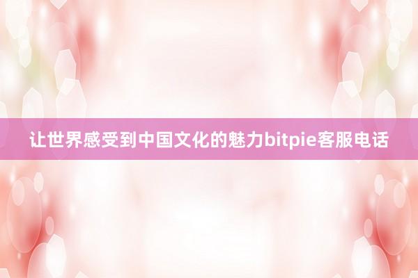 让世界感受到中国文化的魅力bitpie客服电话