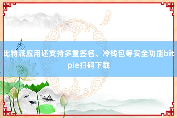 比特派应用还支持多重签名、冷钱包等安全功能bitpie扫码下载