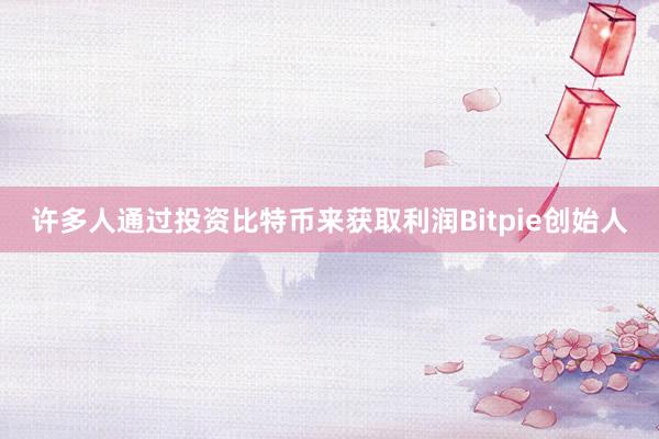 许多人通过投资比特币来获取利润Bitpie创始人